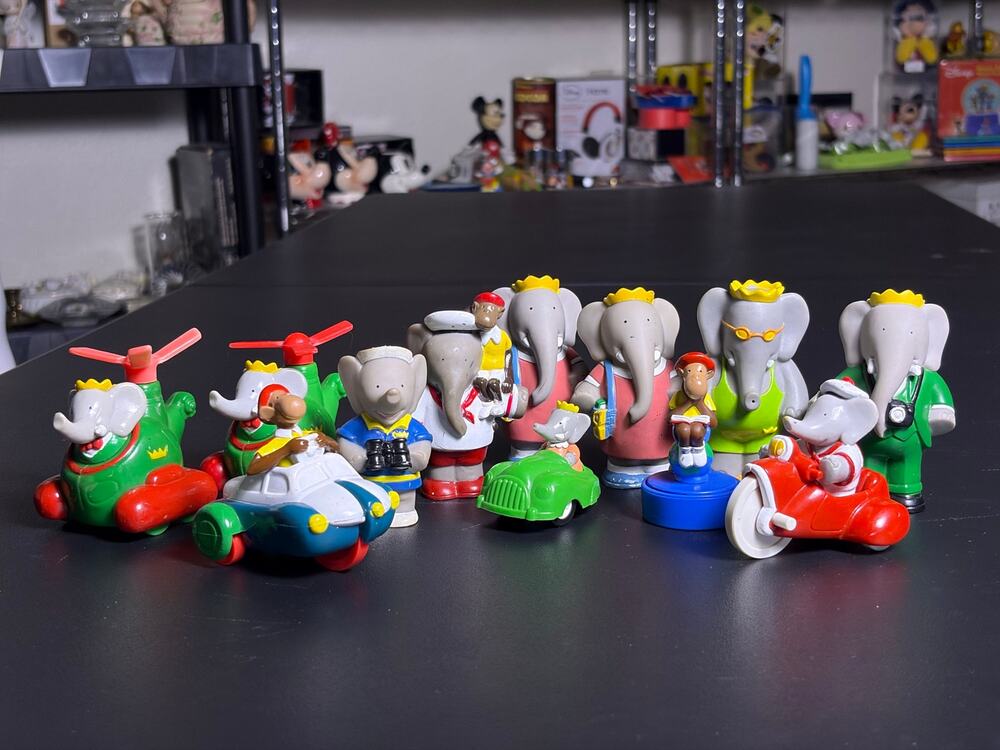 Vintage 1993 Nelvana Babar The Elephant Burger King Kids Club Toy Figure Lot
